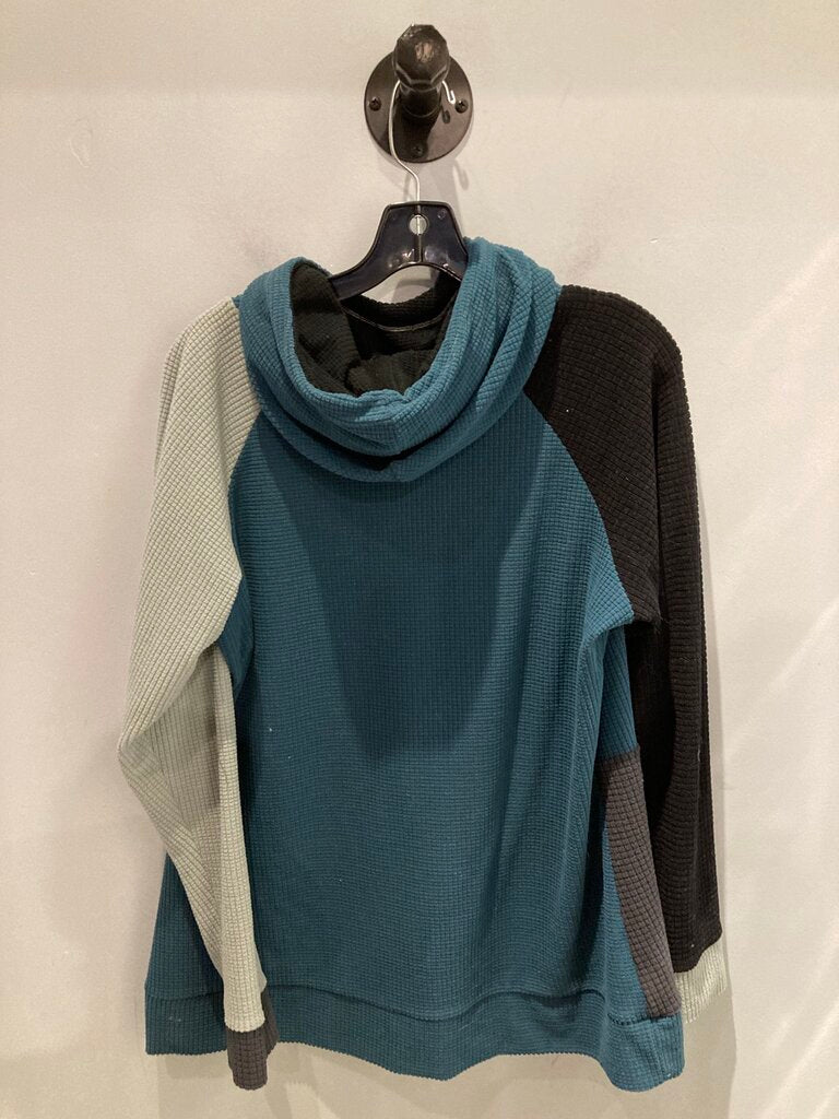Balabūsta Fleece Hoody, Blue/Black/Grey, Women's XL