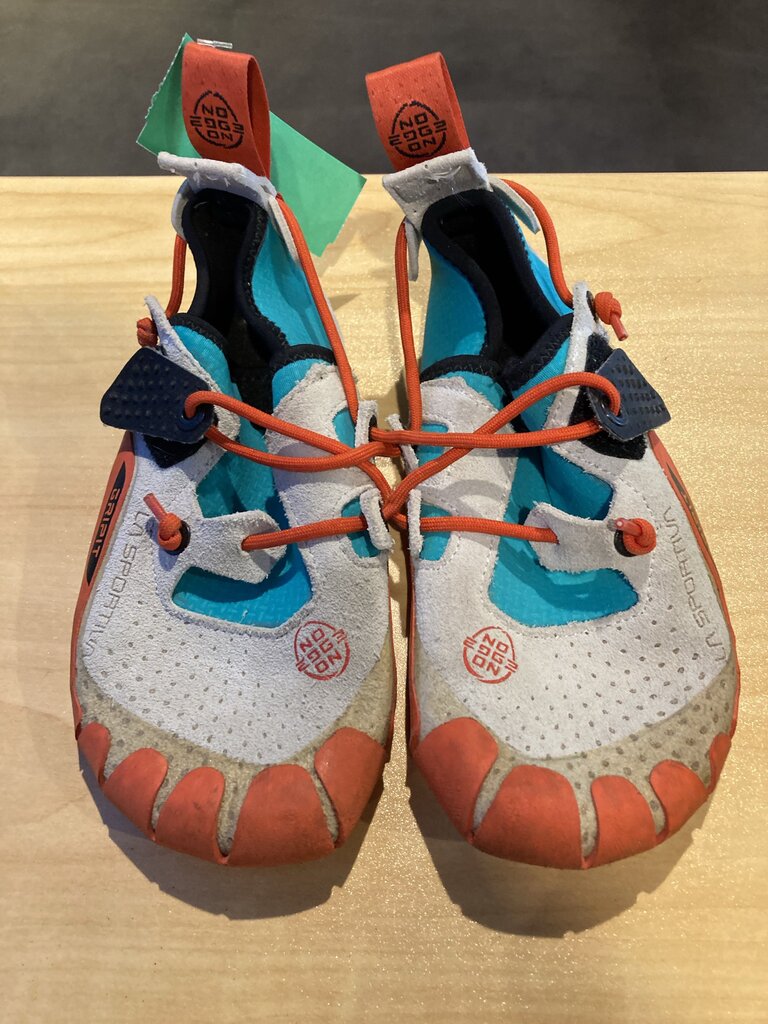 La Sportiva Gripit Climbing Shoes, White/Orange/Blue