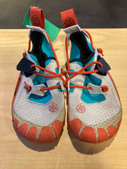 La Sportiva Gripit Climbing Shoes, White/Orange/Blue
