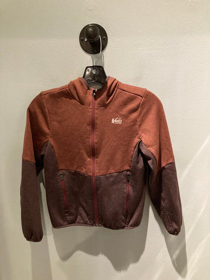 REI Zip Fleece Hoody, Maroon, Kids M (10-12)