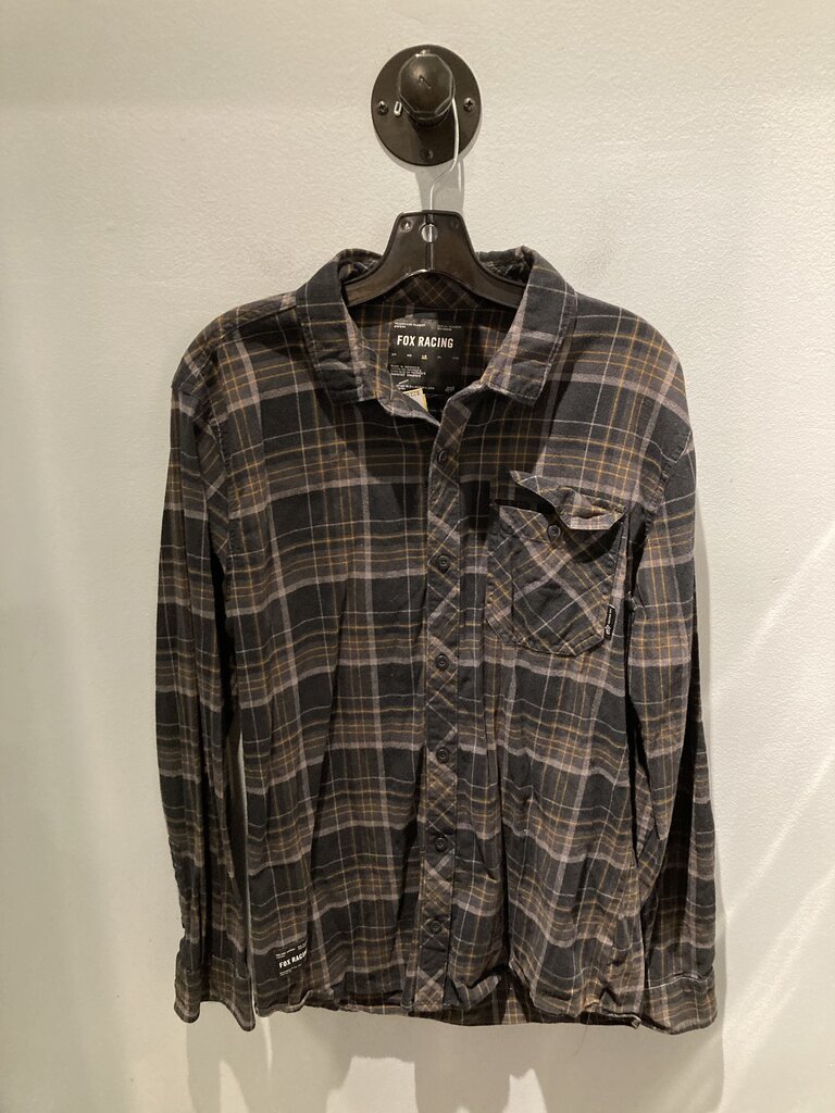 Fox Racing LS Button Up, Black/Orange, Men's L