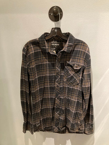 Fox Racing LS Button Up, Black/Orange, Men's L