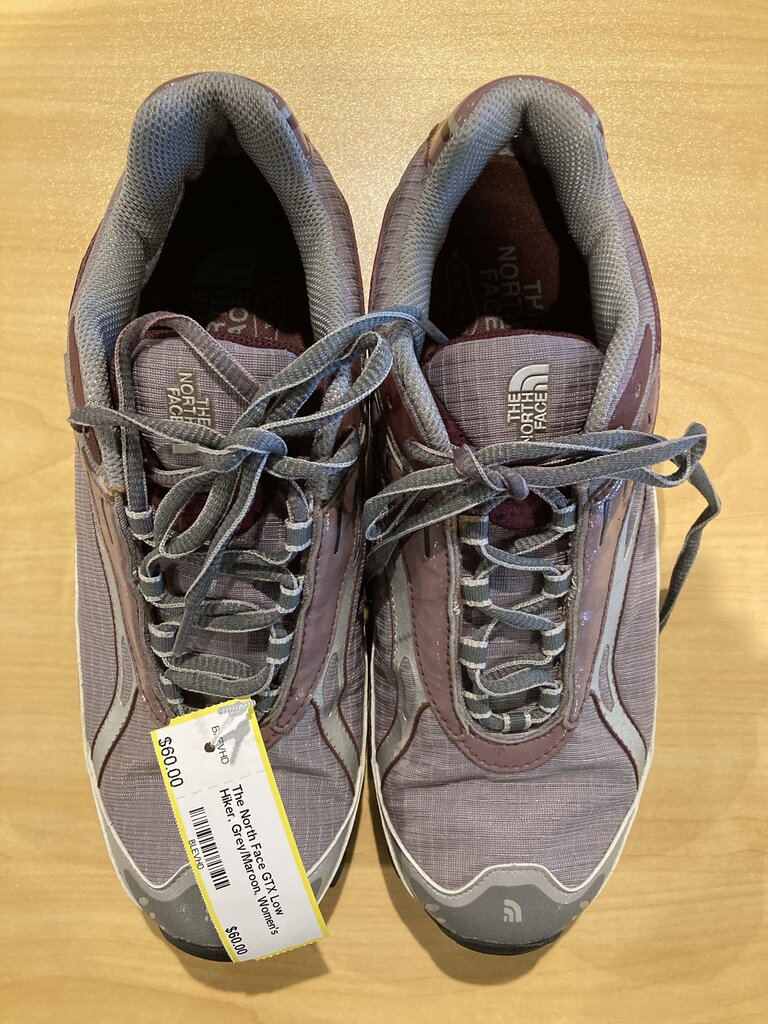 The North Face GTX Low Hiker, Grey/Maroon, Women's 8.5