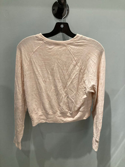 Athleta Girl LS Crop Pullover, Pink Stripes, Kids L (12)
