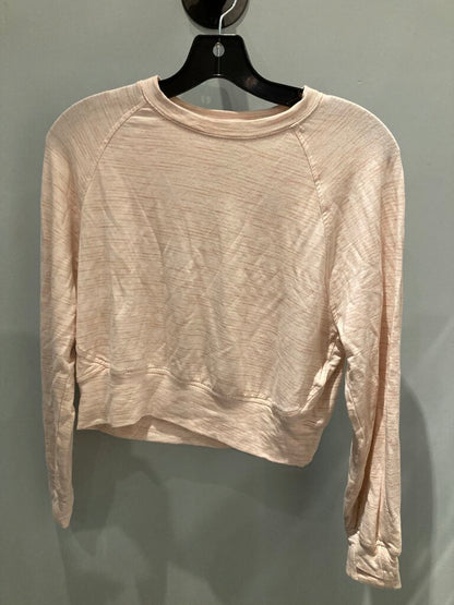 Athleta Girl LS Crop Pullover, Pink Stripes, Kids L (12)