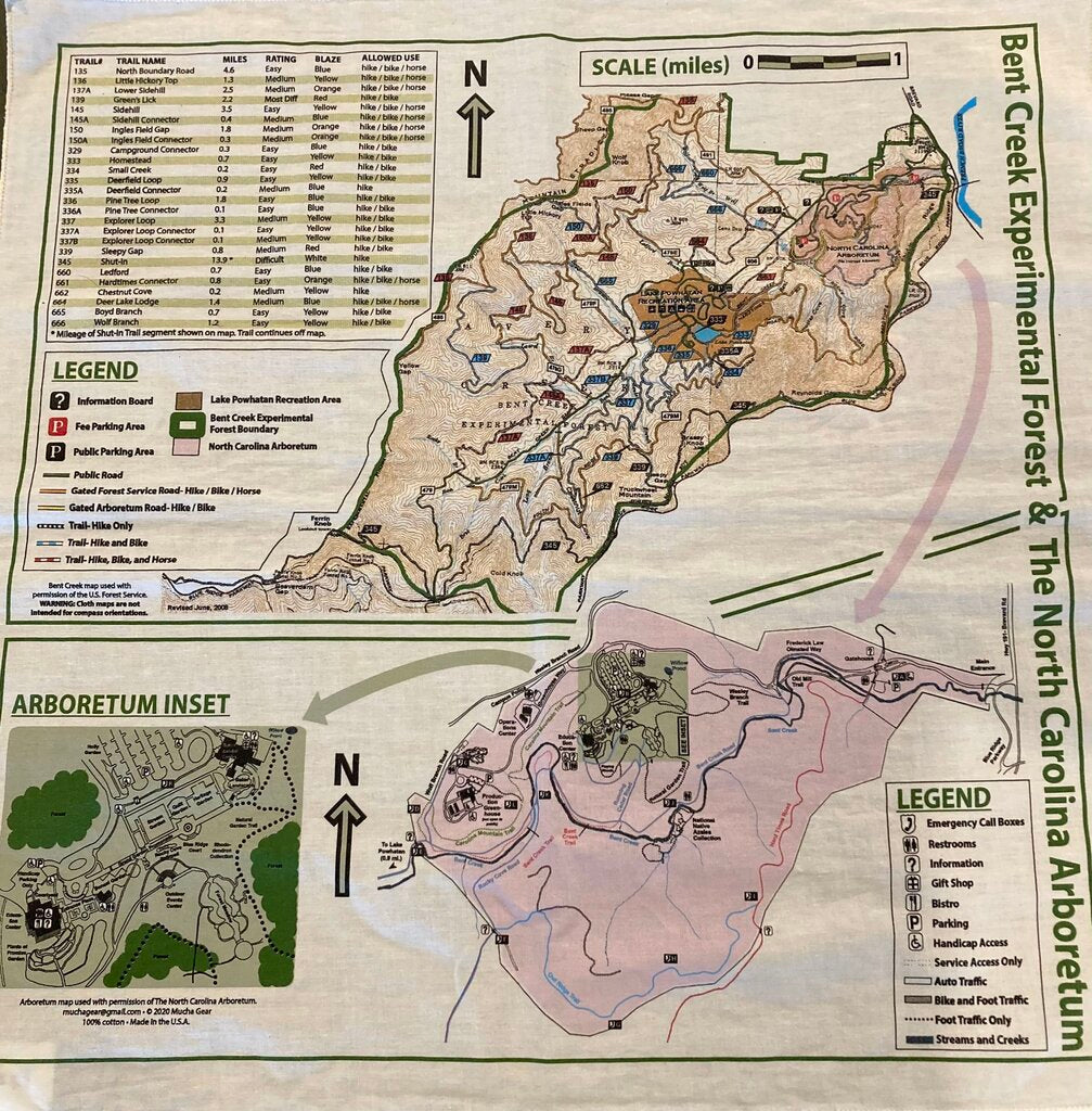 Bandana Map - Bent Creek Arboretum (by Mucha Gear)