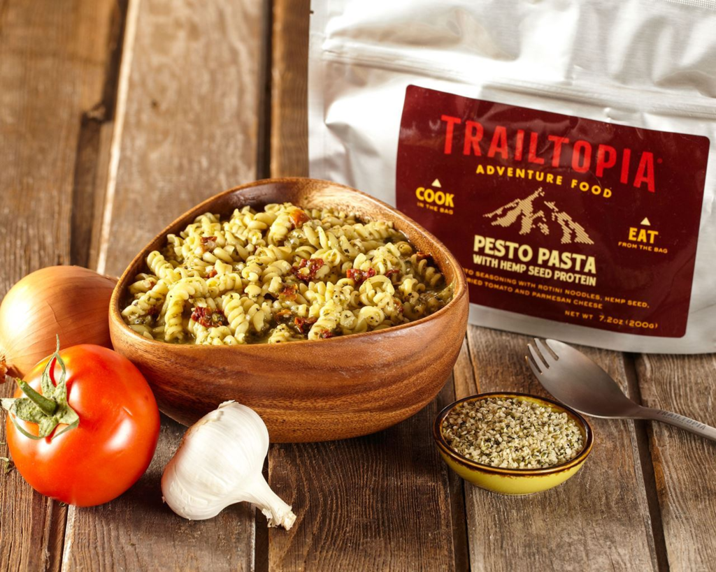 Trailtopia Adventure Food, Pesto Pasta w/ Hemp Seed Protein, V, Serves 2