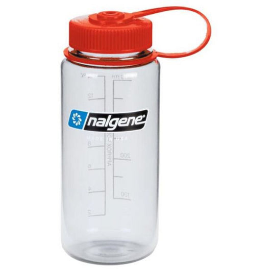 Nalgene Wide Mouth Water Bottle, Clear w/ Red Lid, 16oz