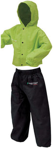 Frogg Toggs Polly Woggs Kid's Rain Suit, Hi-Vis Lime Green Jacket/Black Pants, S