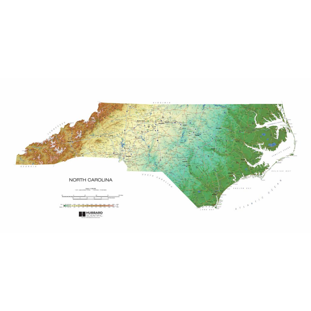 The Map Shop North Carolina Raised Relief Map