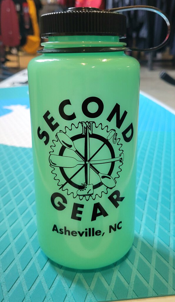 Second Gear Nalgene, Wide Mouth Water Bottle, Glow Green, 32oz., Sustain