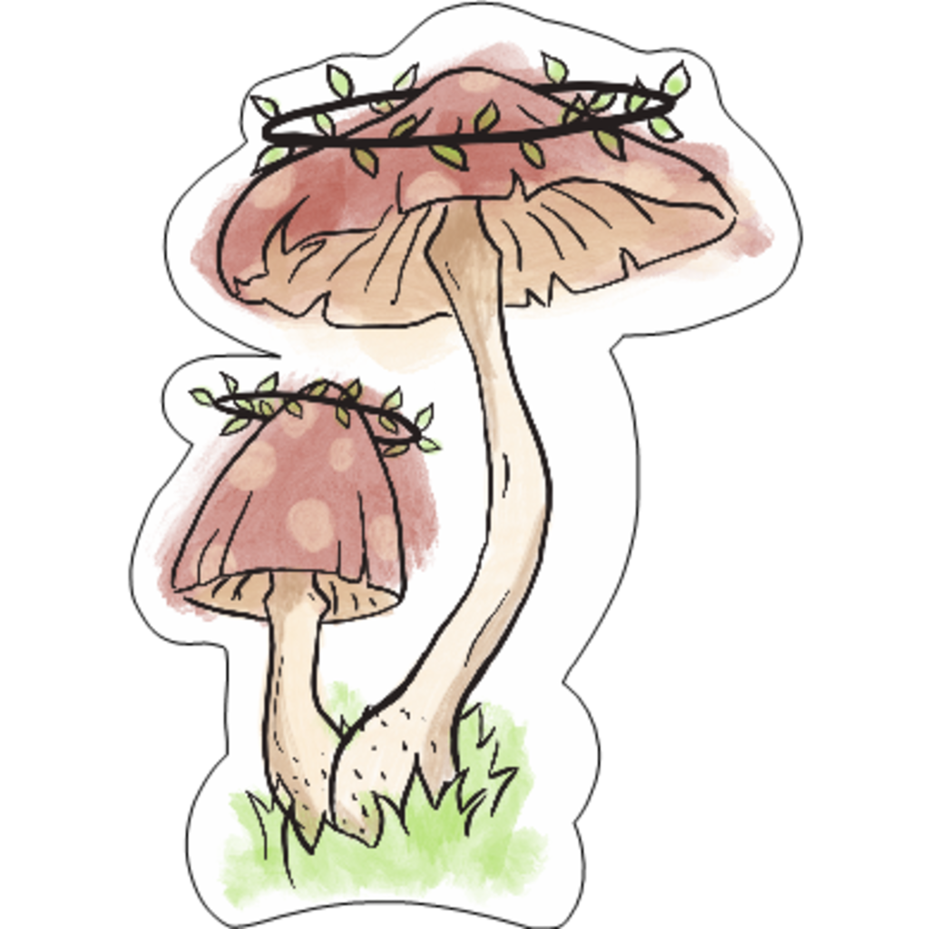 Mushroom with Vine Crown Sticker