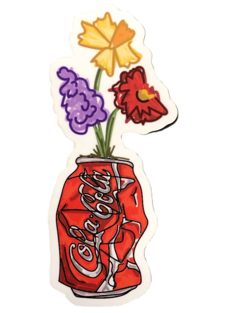 Soda Can Flowers Sticker