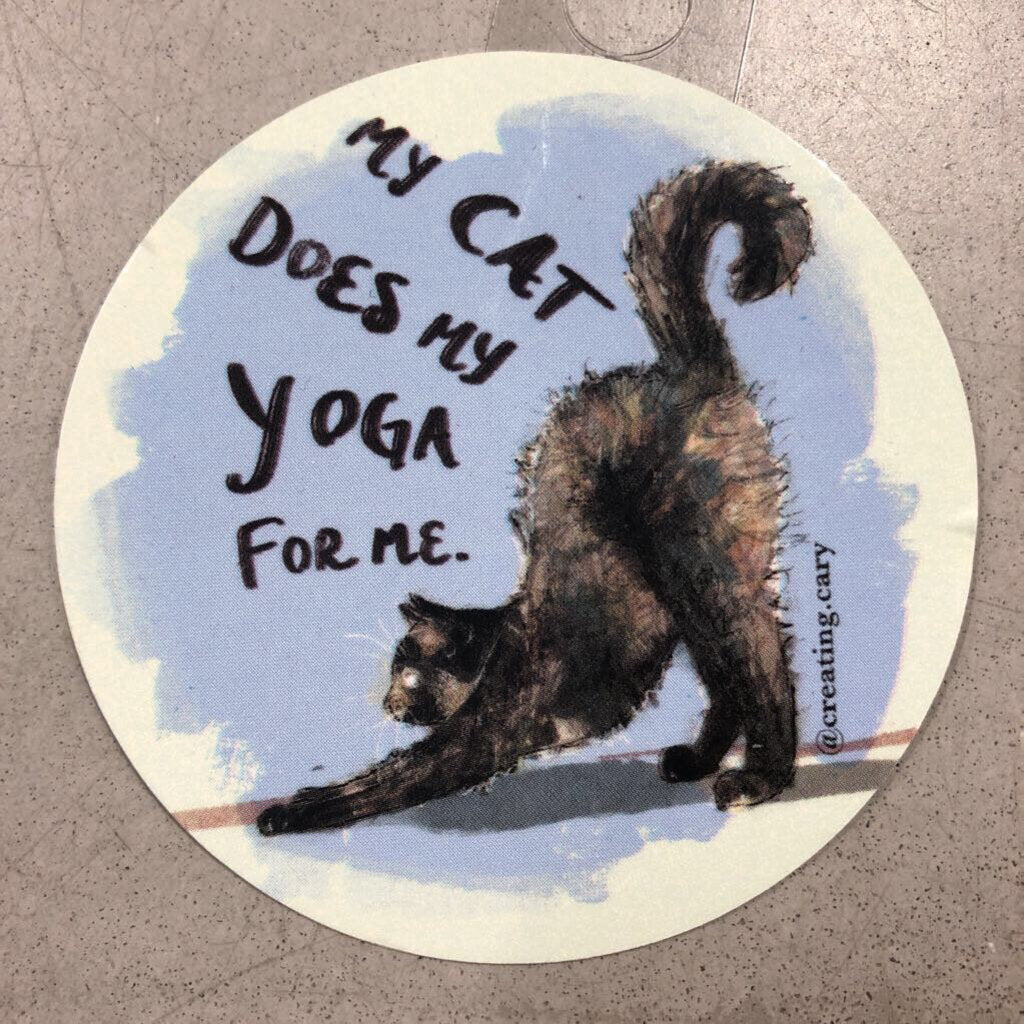 Gingerly Designs My Cat Does Yoga For Me Cat Sticker