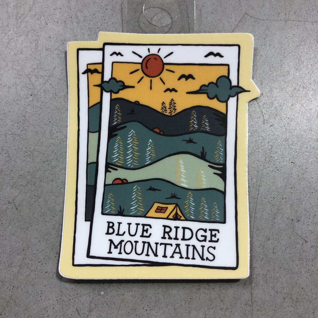Blue Ridge Mountains Double Polaroid, Yellow (Stickers)