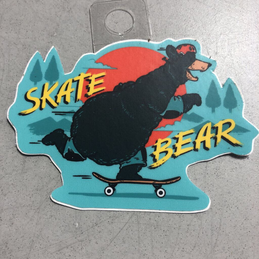Skate Bear, Teal (Stickers)