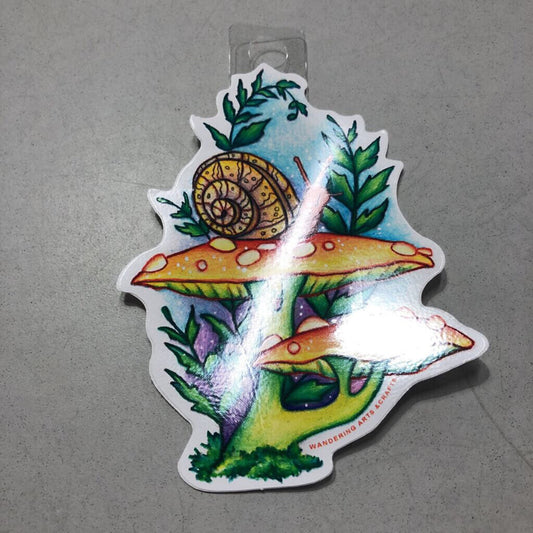 Wandering Arts "Snail w/ Mushrooms" Sticker