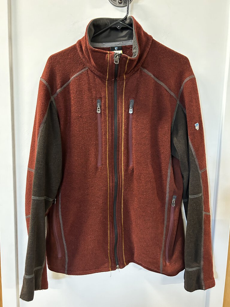 Kuhl Fleece Jacket, Burgundy/Brown, Men's L