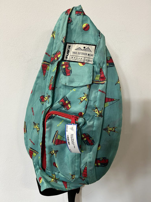 Kavu Sling Rope Bag, Turquoise/Red